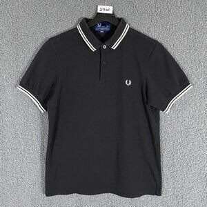 Fred Perry 100% Cotton Slim Fit Pique Logo Polo Shirt - Men's Size M - Black